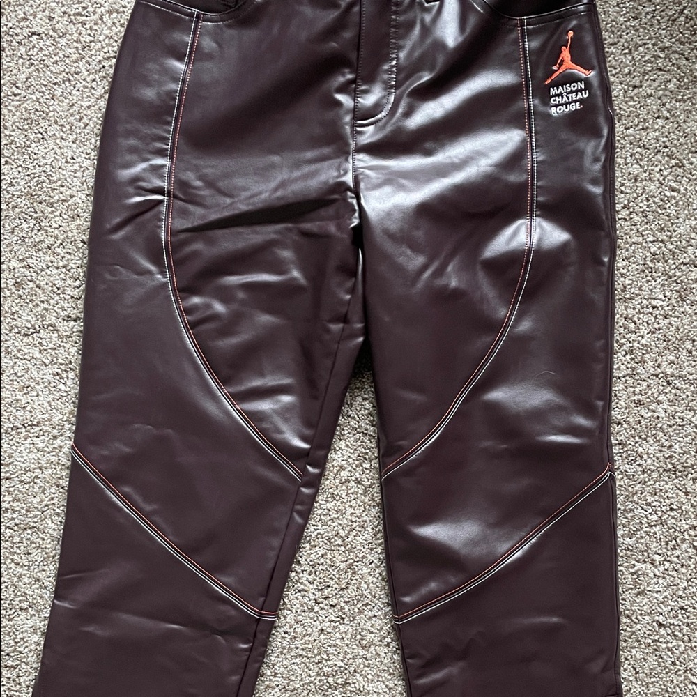 Maison Château Rouge x Jordan | Faux Leather Pants in Brown Basalt - Picture 4 of 12